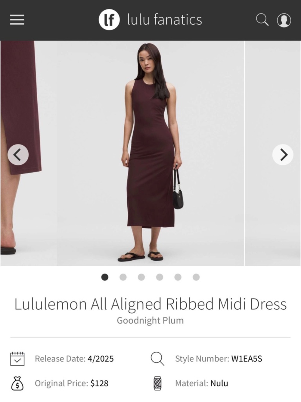 lululemon athletica Ribbed Sleeveless Midi Dress - Plum